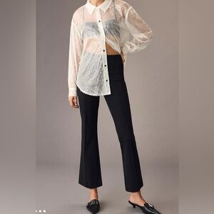 Anthropologie Kick Flare Cropped Pinstripe Pull on Pants